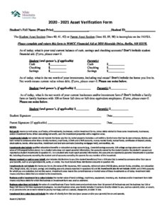 Asset Verification Form – White Mountains Community College
