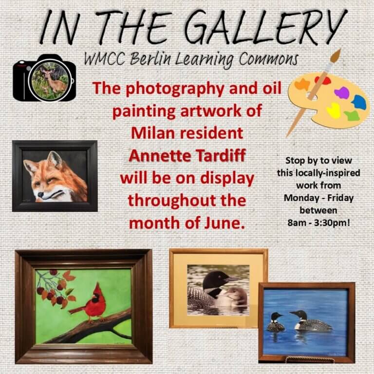 Annette Tardiff art now display in the library gallery throughout June